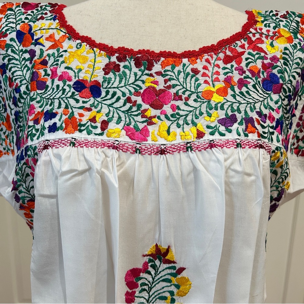 San Antonino Maxi Dress,Oaxaca Mexican dress.Hand Embroidered with Silk Threads. - Picture 3 of 8